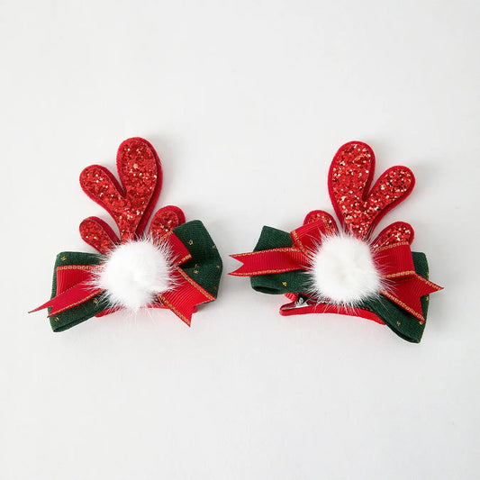 Christmas Elk- PomPom Hair Clip