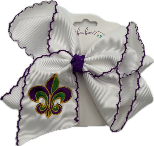 Fleur De Lis Mardi Gras Hair Bow