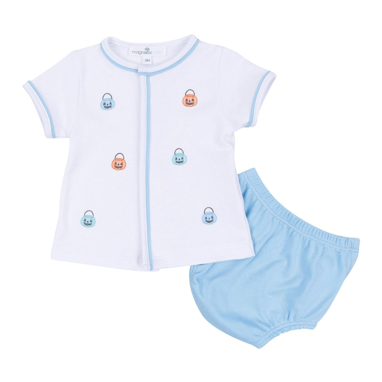 Pumpkin Party Diaper Cover Set - Light Blue