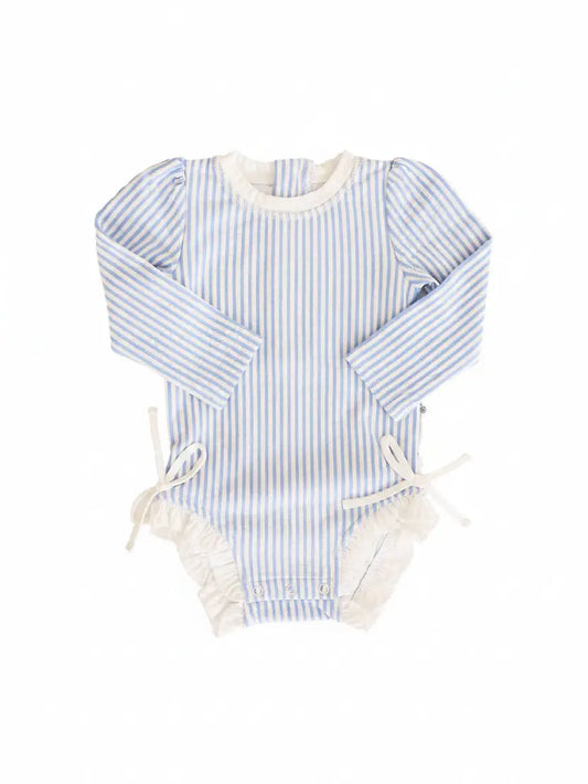 Long Sleeve Rash Guard with Ruffle Bottom
