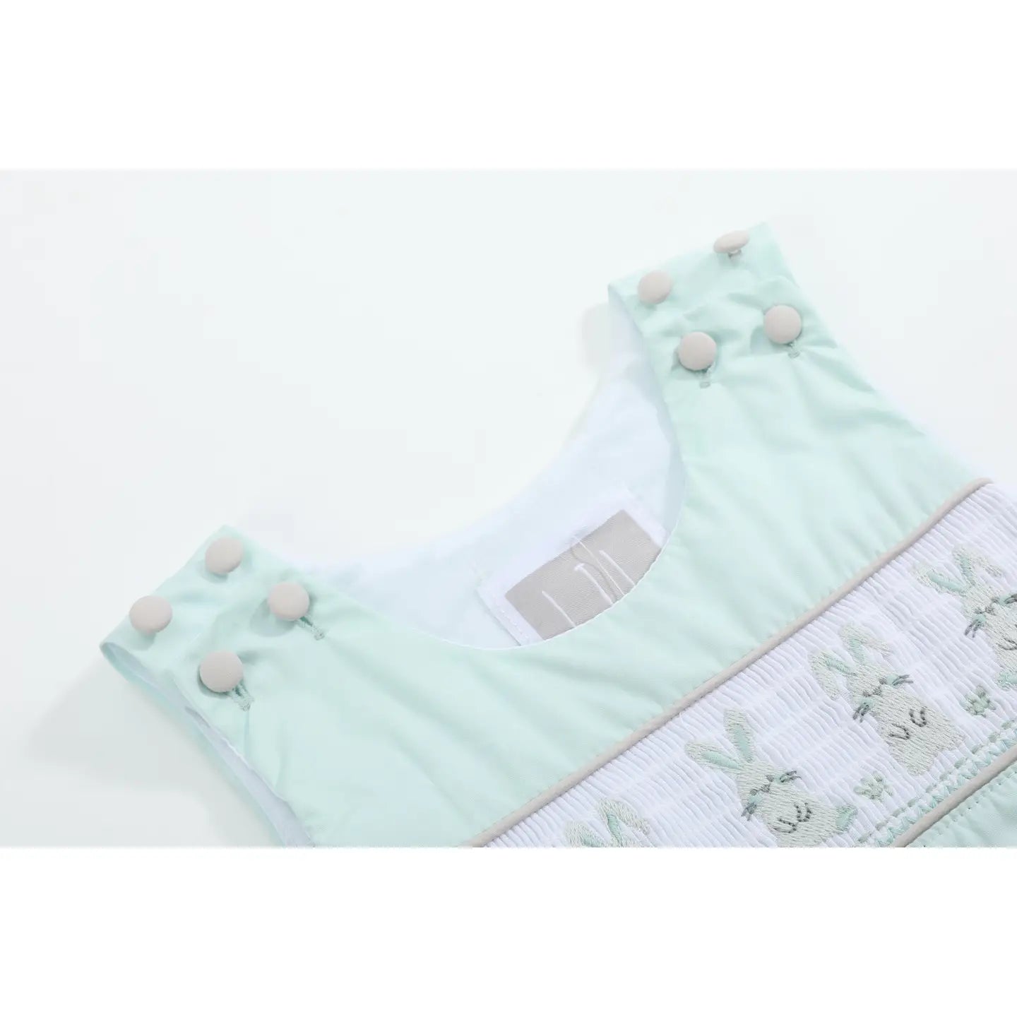 Misty Blue Bunny Smocked Shortalls