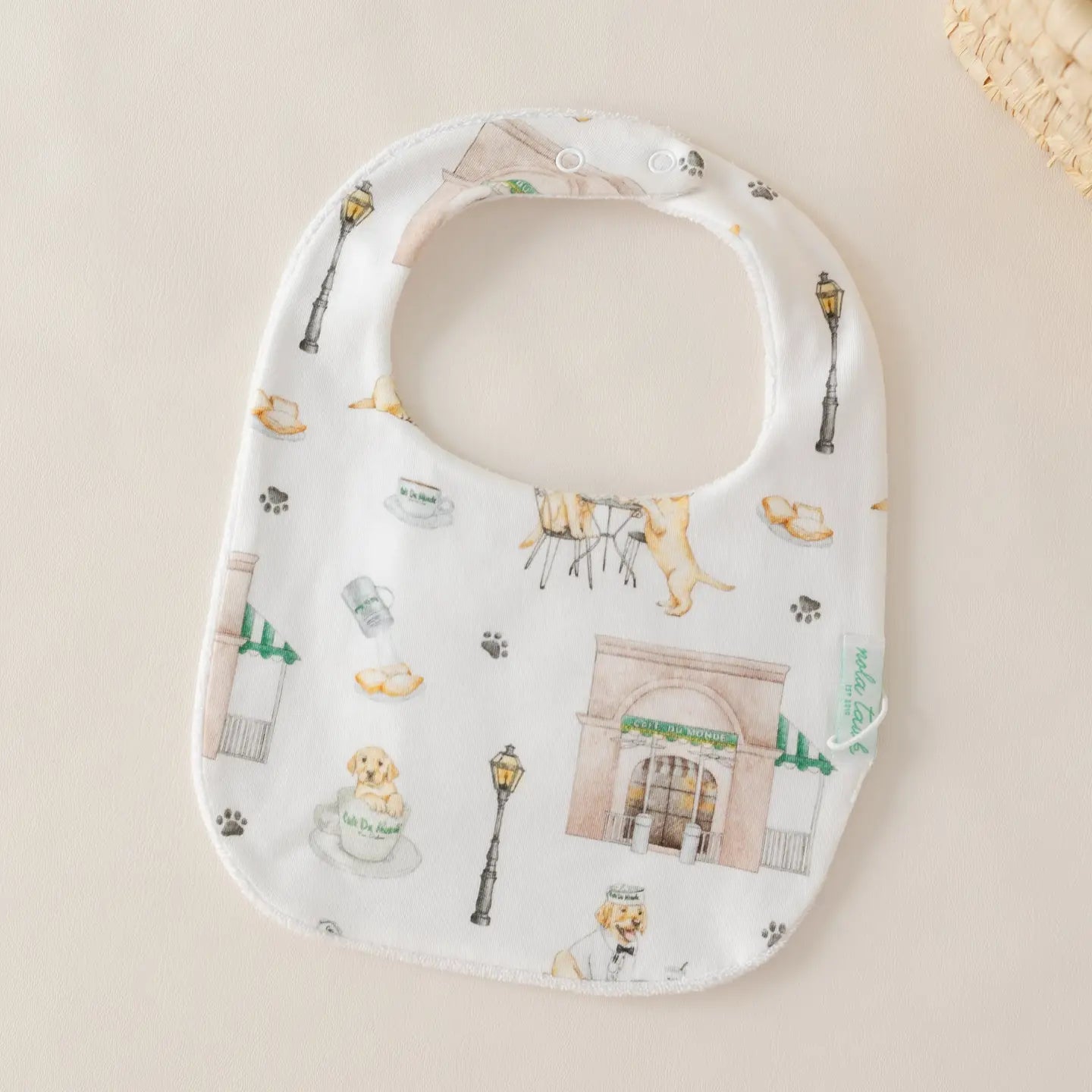 Powdered Sugar and Puppies Organic Cotton Baby Bib
