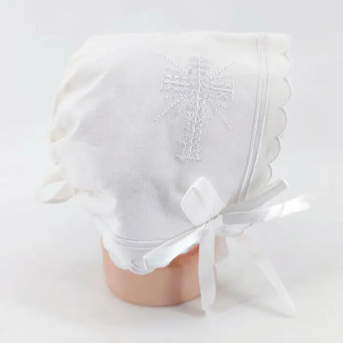 Christening Bonnet- Embroidery Cross