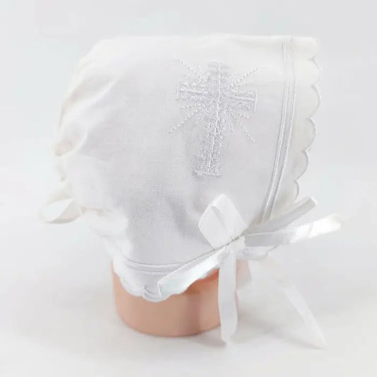 Christening Bonnet- Embroidery Cross