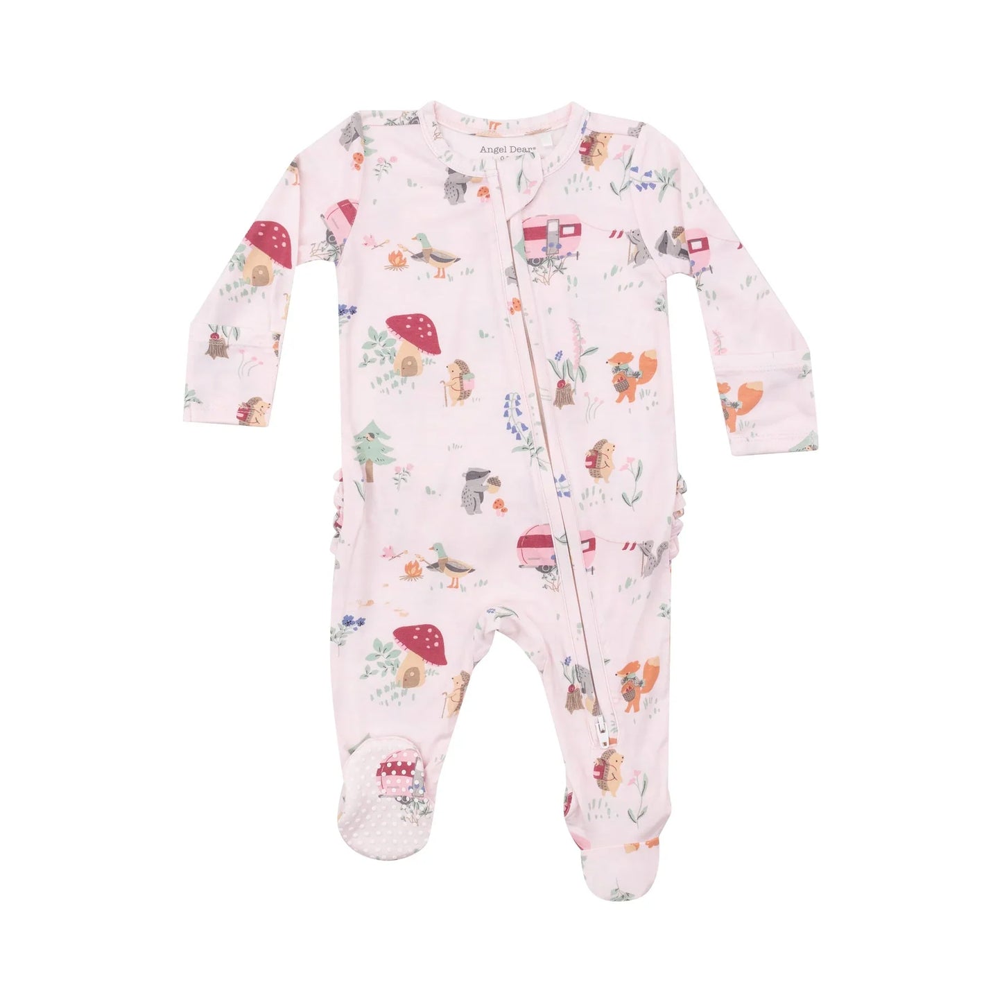 Cute Animal Campers 2 Way Ruffle Back Zipper Footie