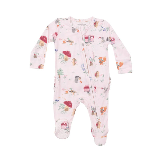 Cute Animal Campers 2 Way Ruffle Back Zipper Footie