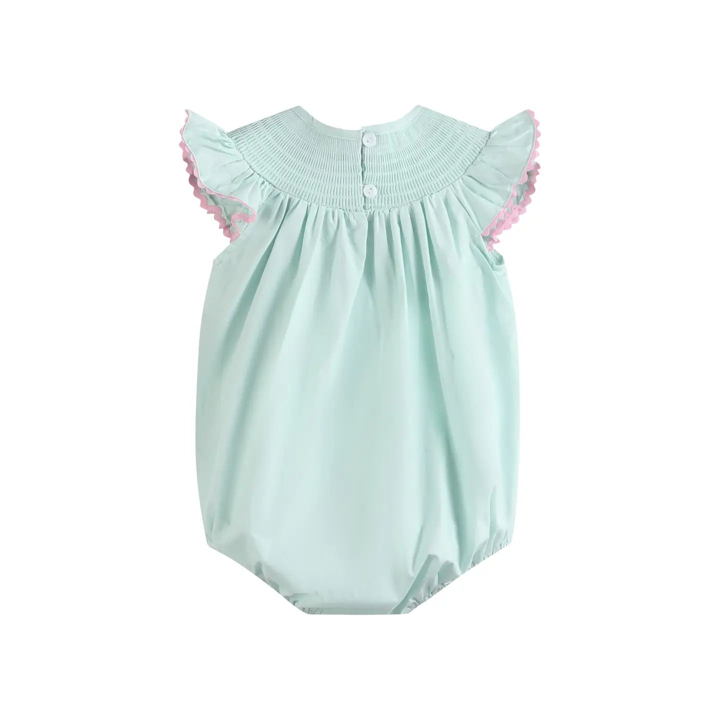 Misty Blue Bunny Smocked Bubble Romper