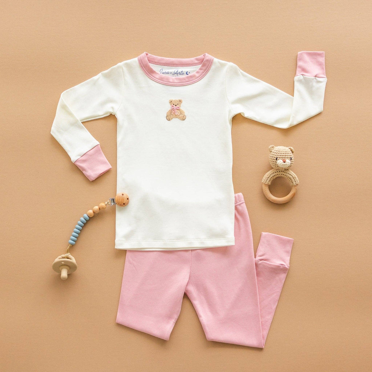 Bear Hugs Long Pajamas - Dusty Rose
