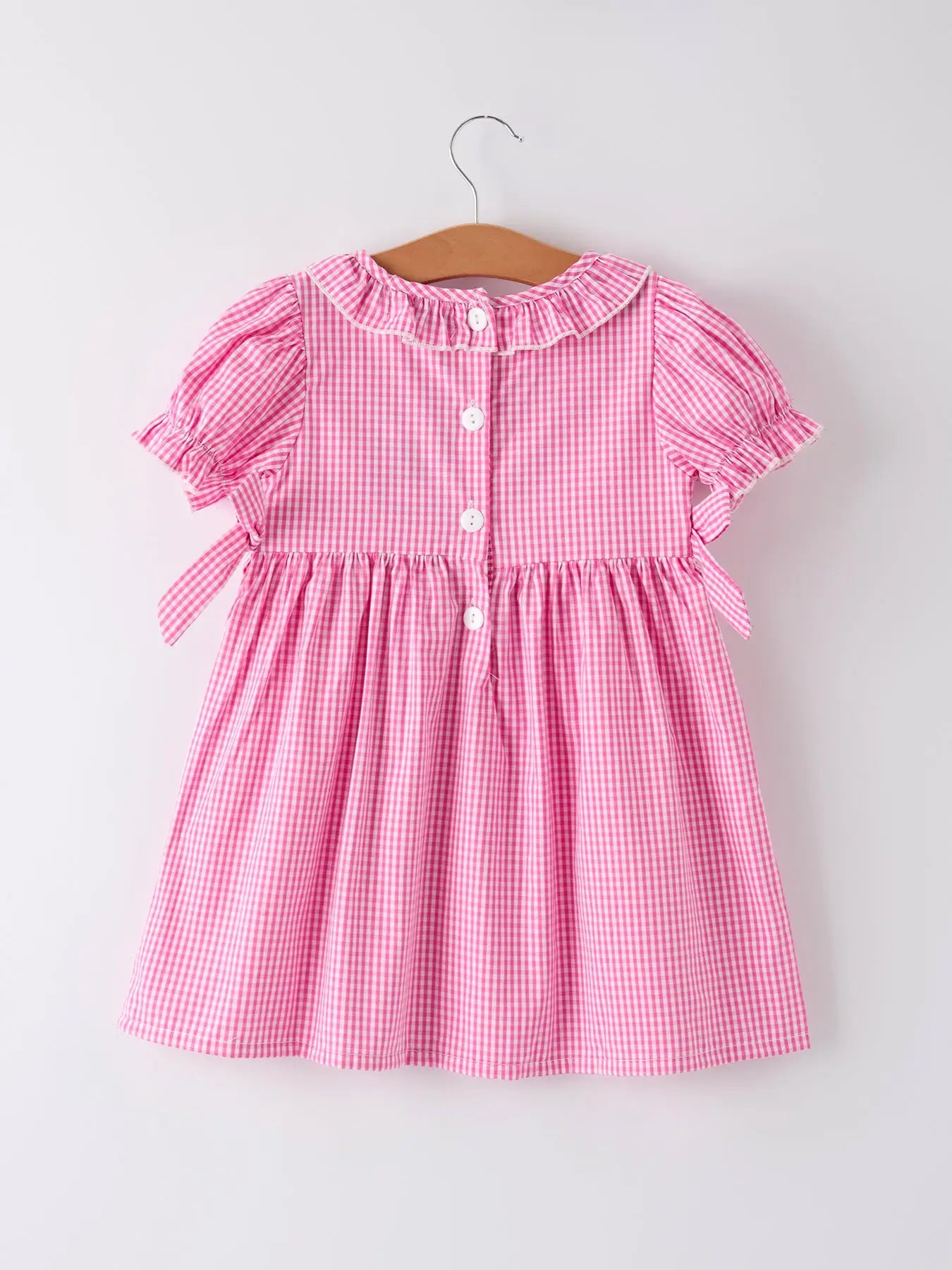 Bow Embroidered Plaid Baby Girl Dress