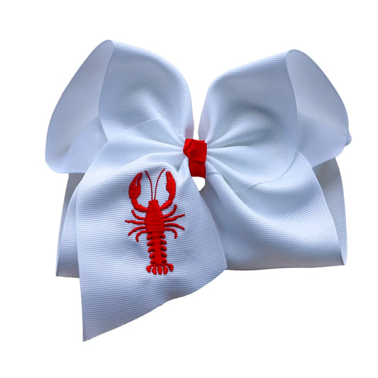 Crawfish Embroidered Hair Bow