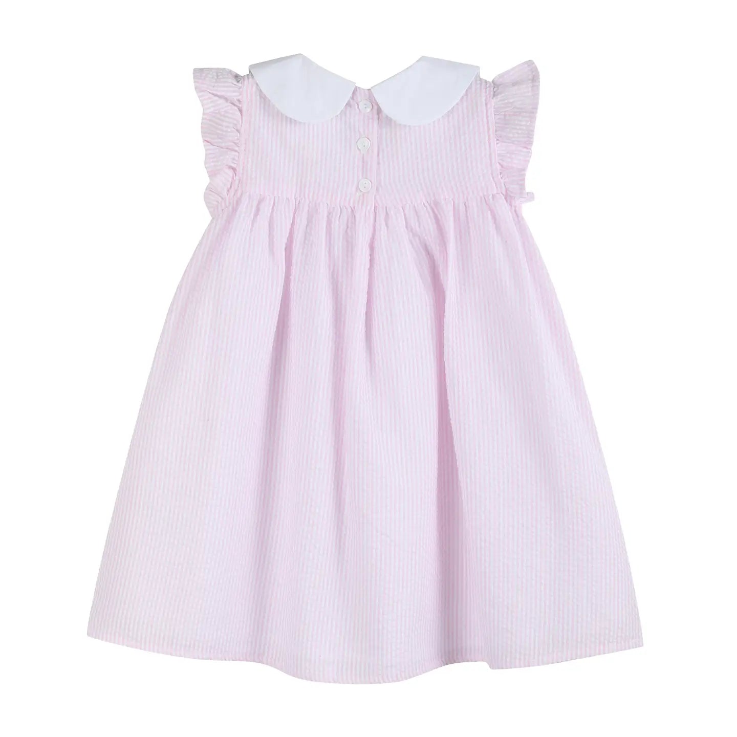 Pink Seersucker Easter Ruffle Dress