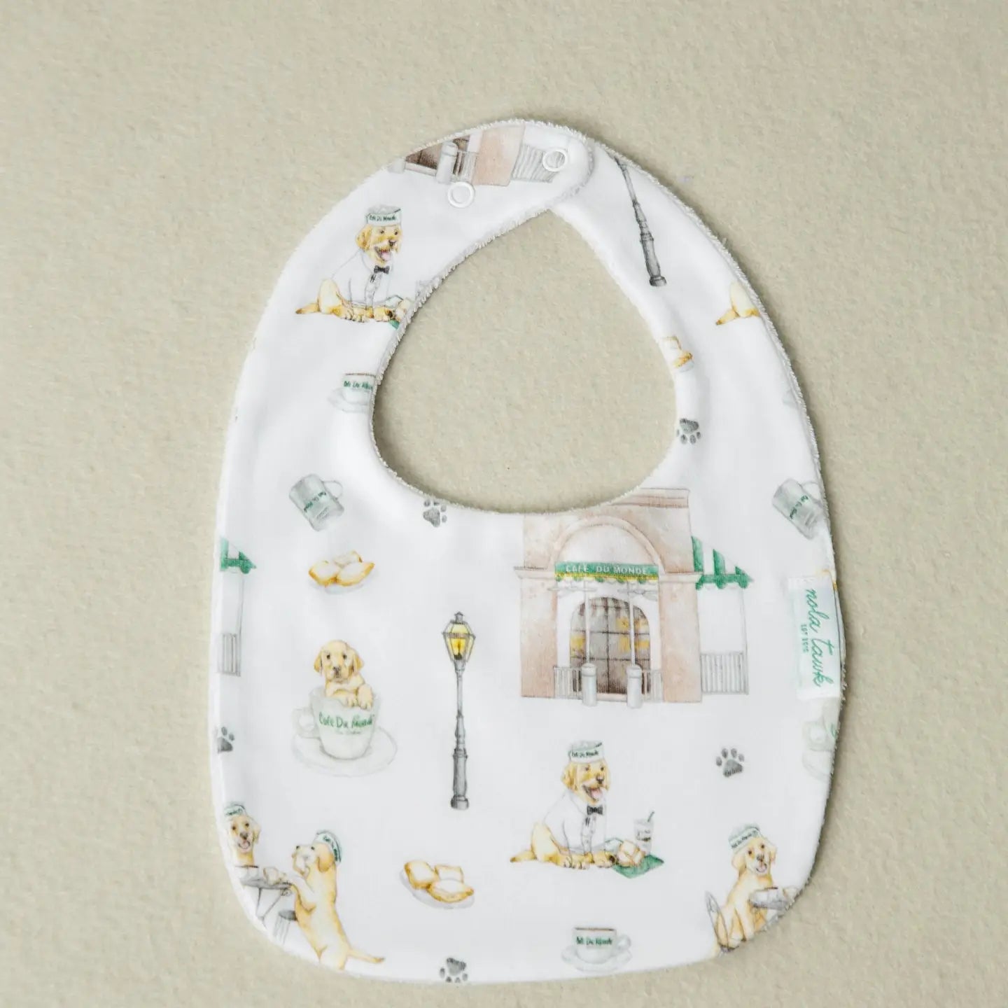 Powdered Sugar and Puppies Organic Cotton Baby Bib