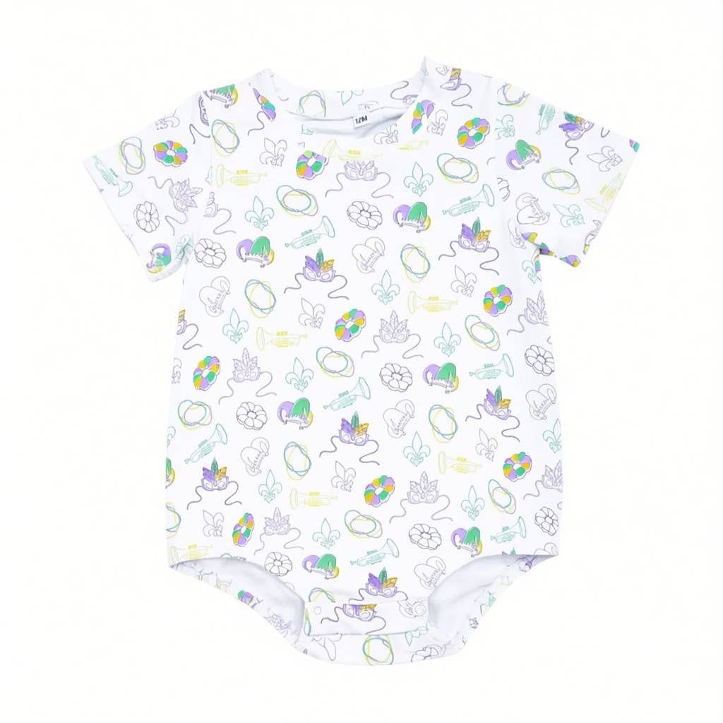 Short Sleeve Bubble in Mardi Gras Print