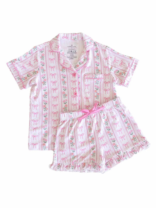 Girl's Two Piece Short Lounge Set | Coquette Garden