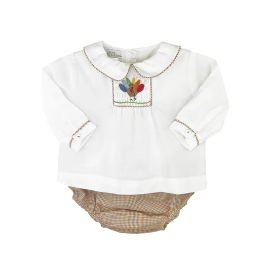 Turkey Hand Picture Smocked Diaper Set