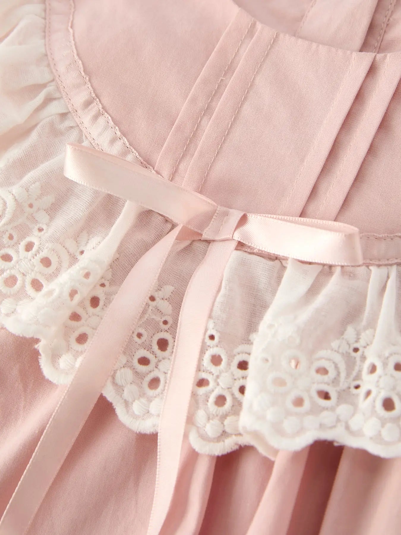 Light Pink Ruffled Bow Girls Dress