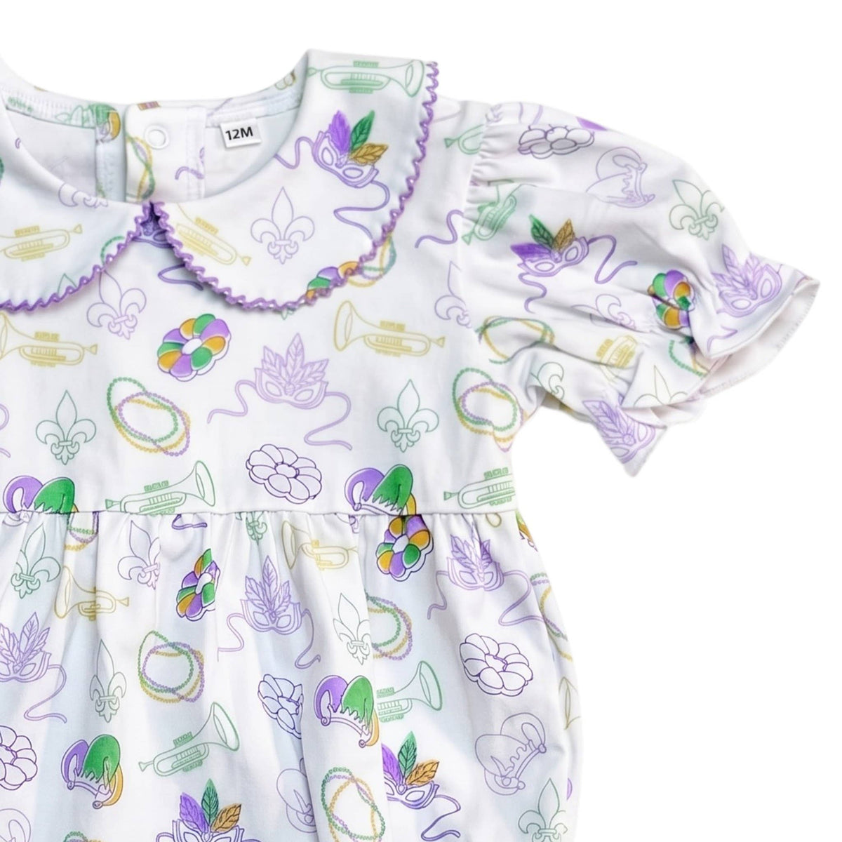 Short Sleeve Collared Bubble in Mardi Gras Print