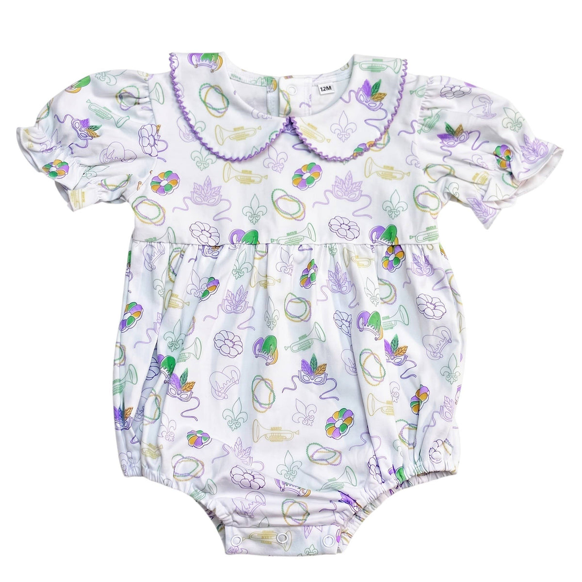 Short Sleeve Collared Bubble in Mardi Gras Print