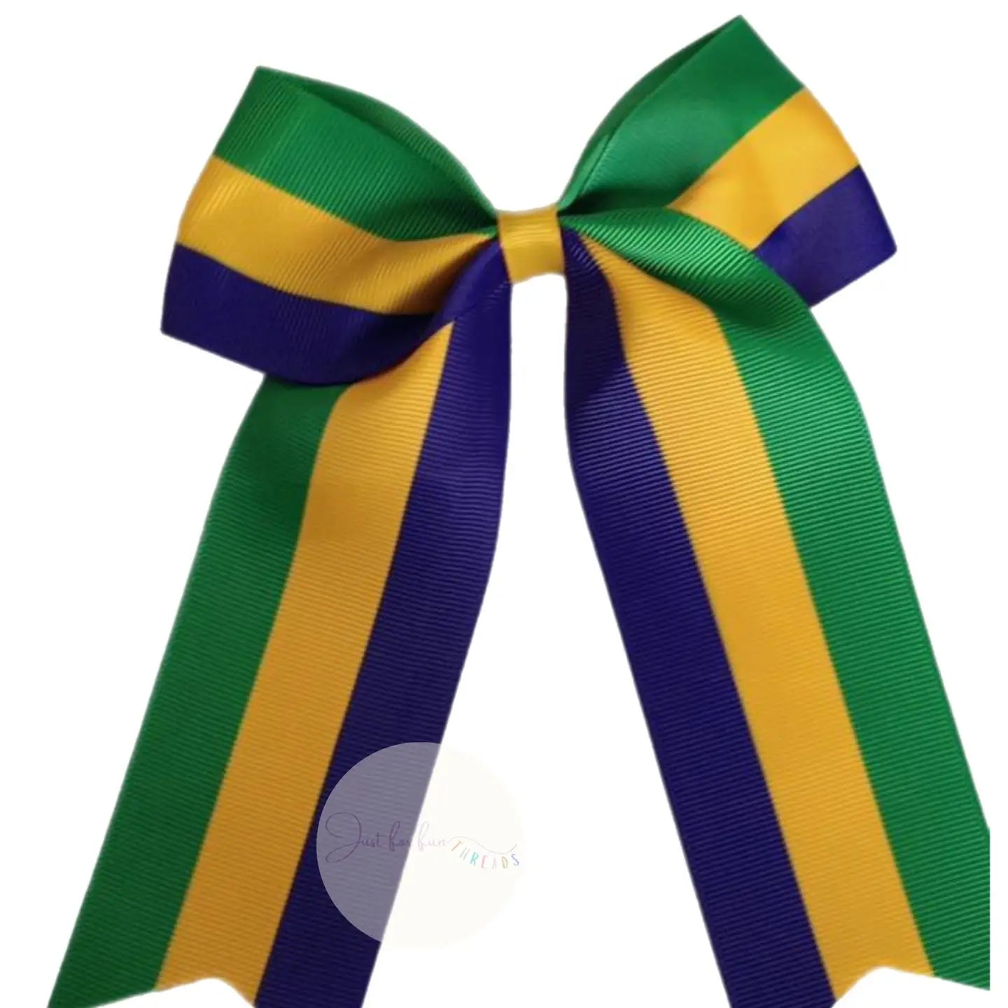 Mardi Gras Stripe Long Tail Hair Bow
