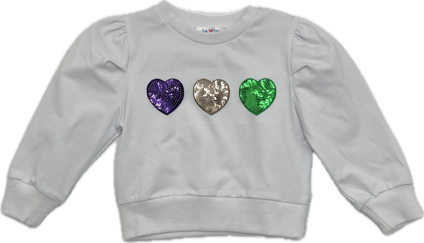 Mardi Gras Sequin Heart Trio Shirt