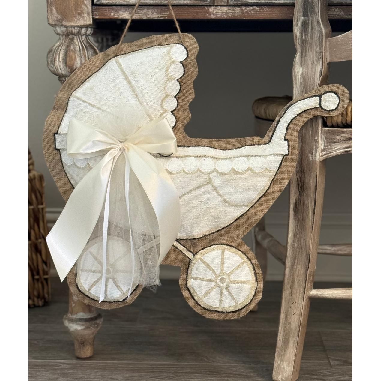 Mon Cher-Burlap Door Hanger