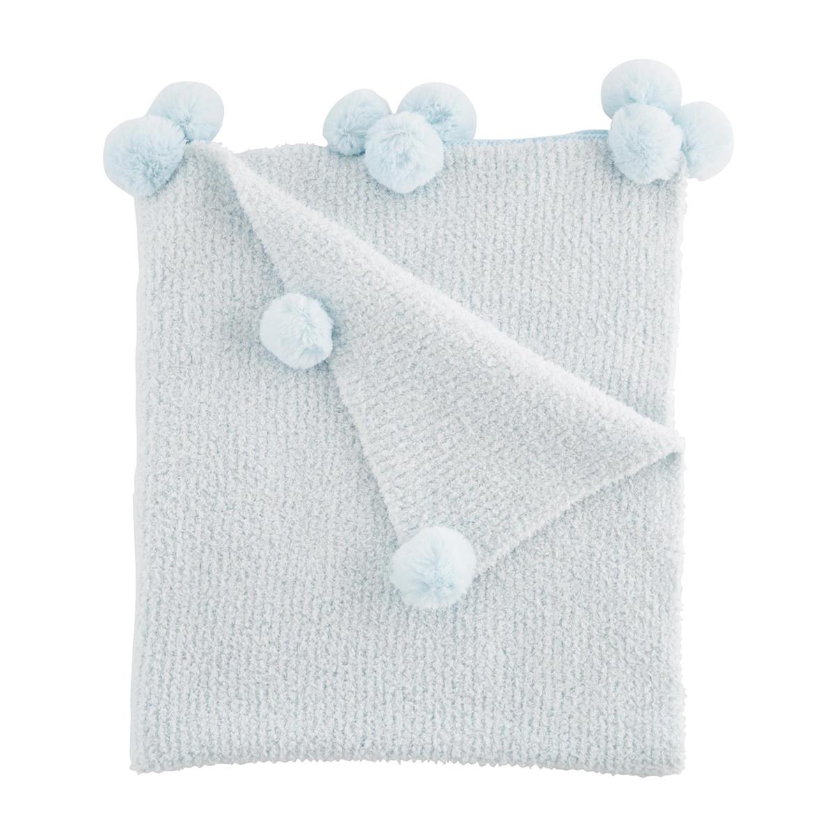 Chenille Blanket with Pom-Poms