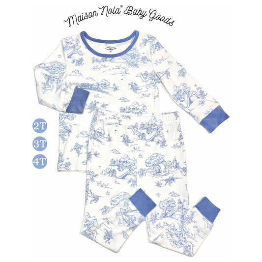 Blue Storyland Toile Pajama Set