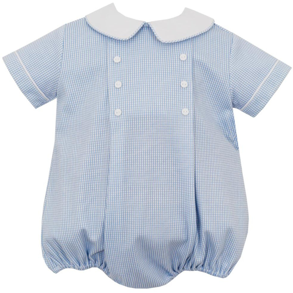 Petit Bebe Boys Blue Check Knit Bubble