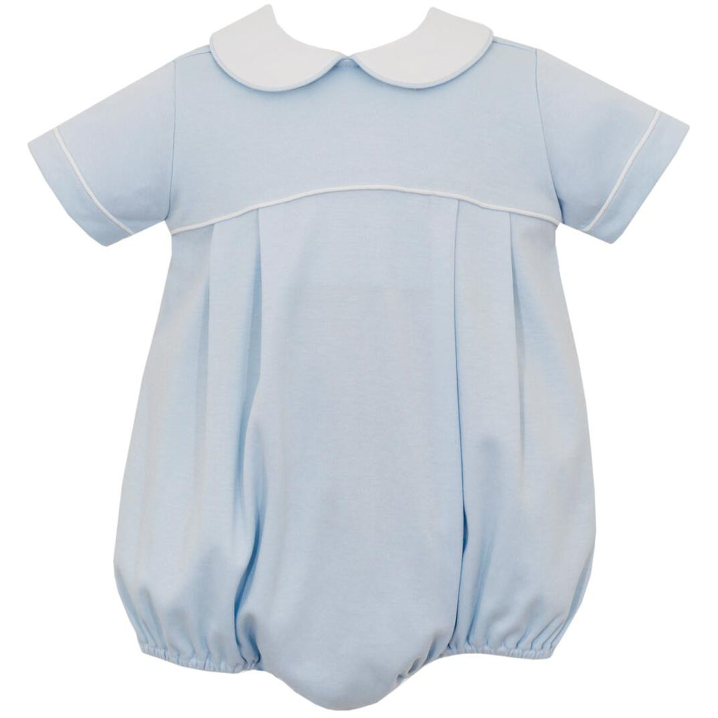Petit Bebe - Boys Solid Blue Knit Bubble