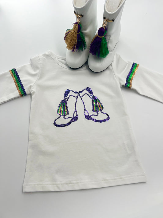 Mardi Gras Sequin Marching Boots Shirt