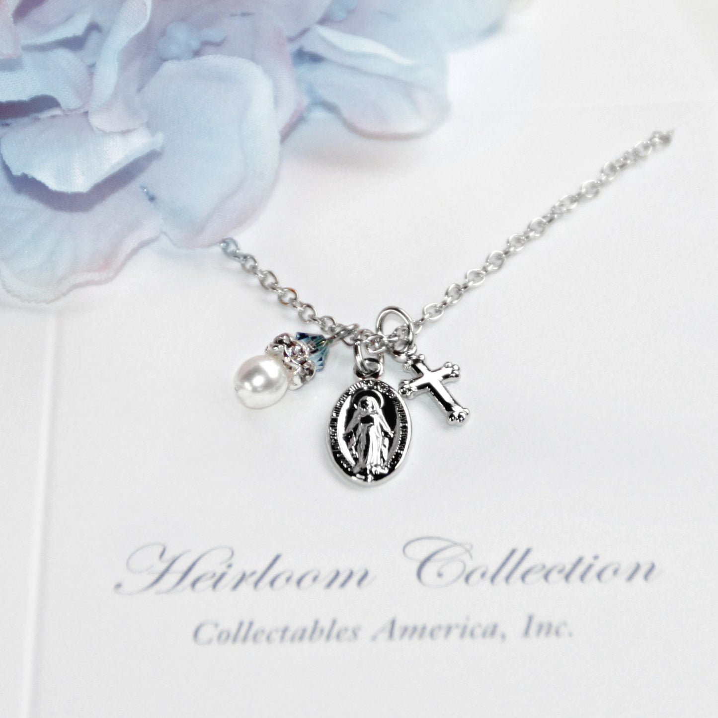 Catholic Mary Pearl Necklace