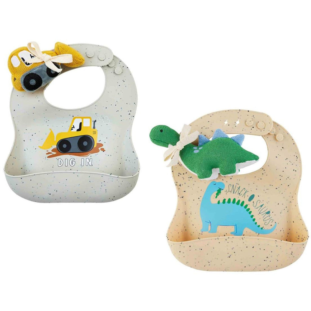 Mud Pie - Silicone Dinosaur or Bulldozer Bib Set