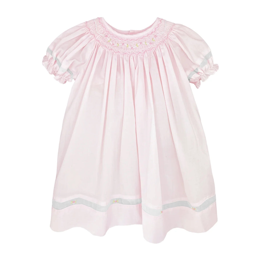 Petit Ami Smocked Pink Day Dress Voile Insert