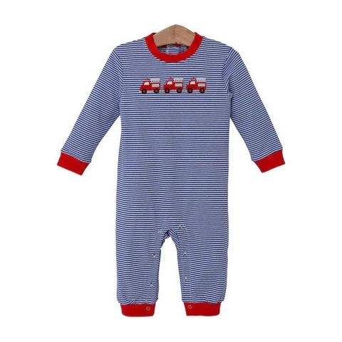 Trotter Street Firetruck Embroidery Romper