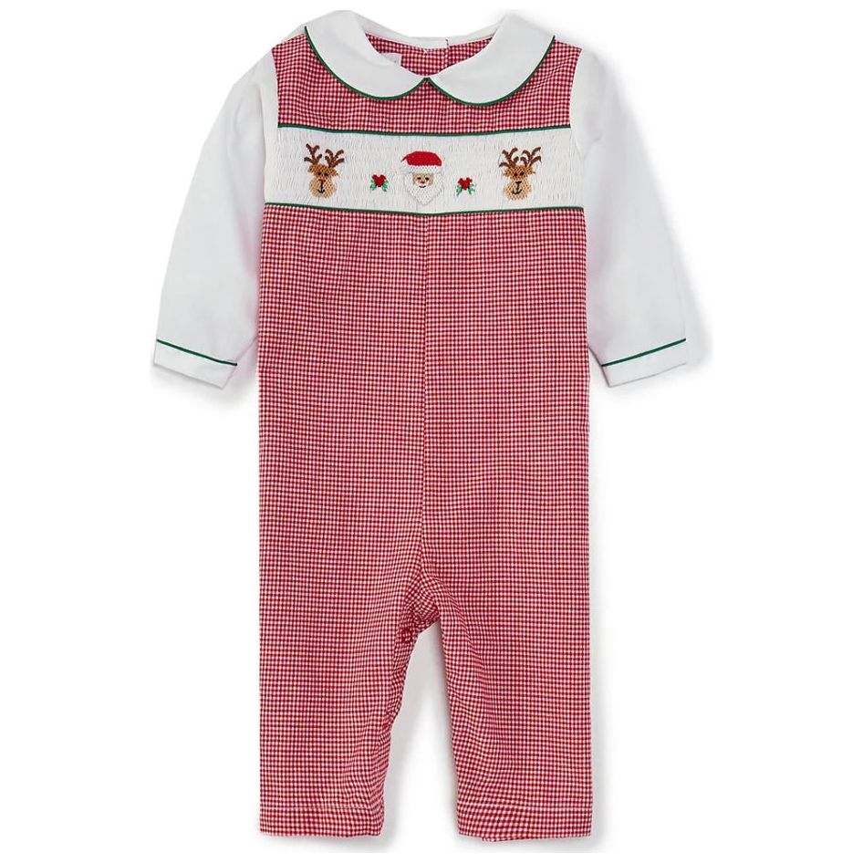 Petit Ami Christmas Reindeer & Santa Smock Longall