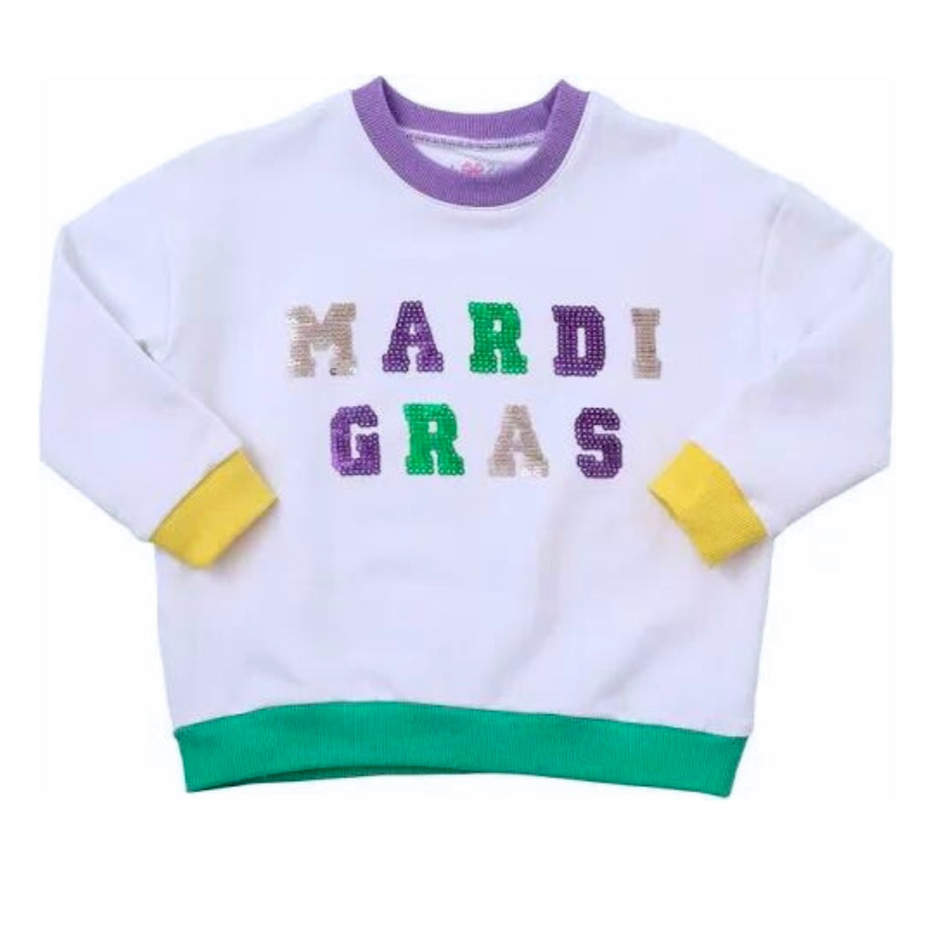 Lulu Bebe Mardi Gras Girls Sequin Sweatshirt
