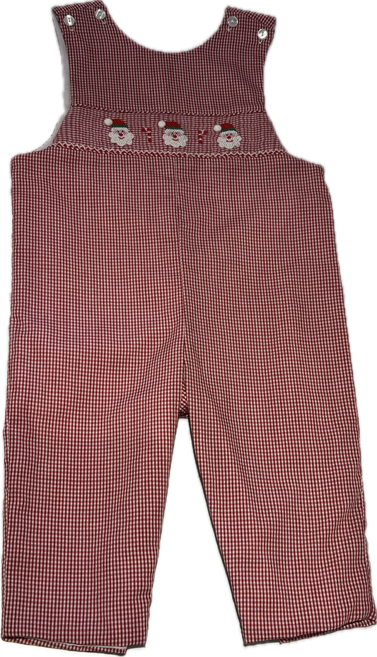 Petit Bebe Santa Face Smocked Boys Jon Jon