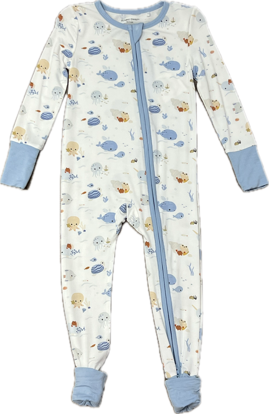 Angel Dear Cute Ocean Way Zipper Footie
