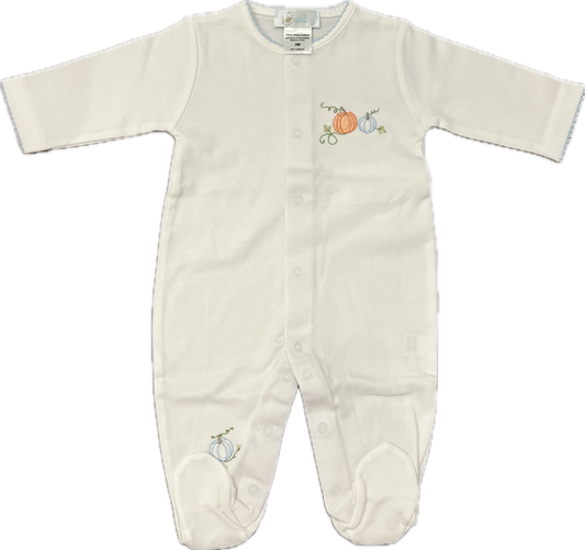Cuclie - Pumpkins Footie Blue Embroidery