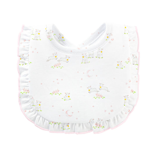 Baby Club Chic Baby Lambs Pink Ruffle Bib