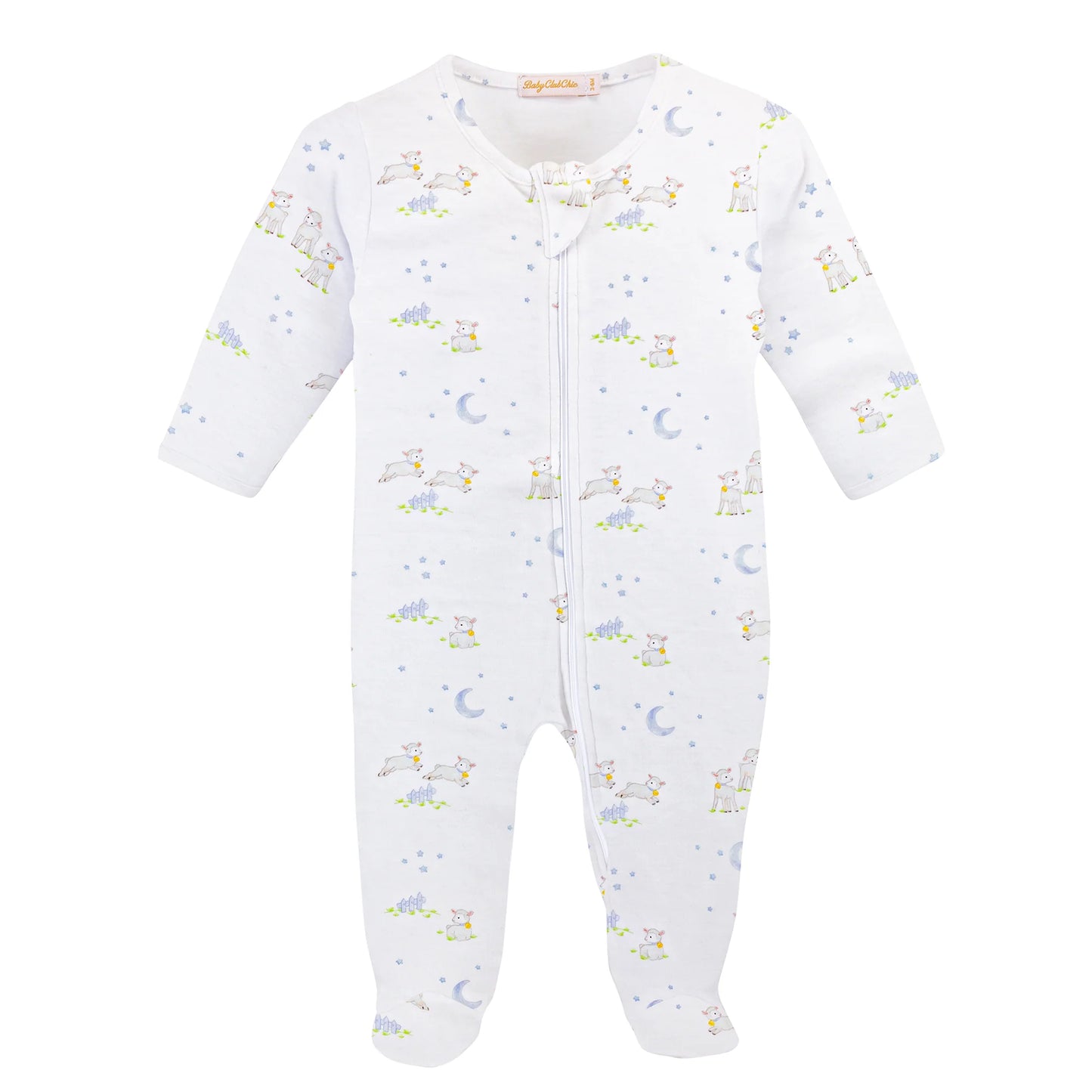 Baby Club Chic Baby Lambs Blue Footie Zipped