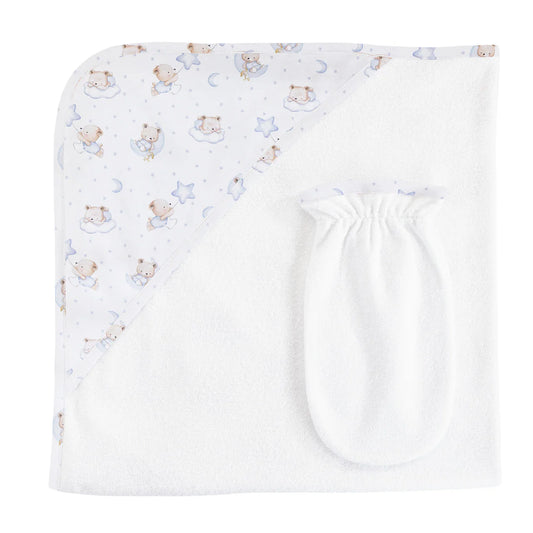 Baby Club Chic Sleep Tight Bear Blue Towel Set