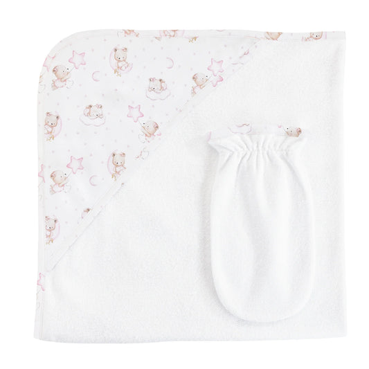 Baby Club Chic Sleep Tight Bear Pink Towel Set
