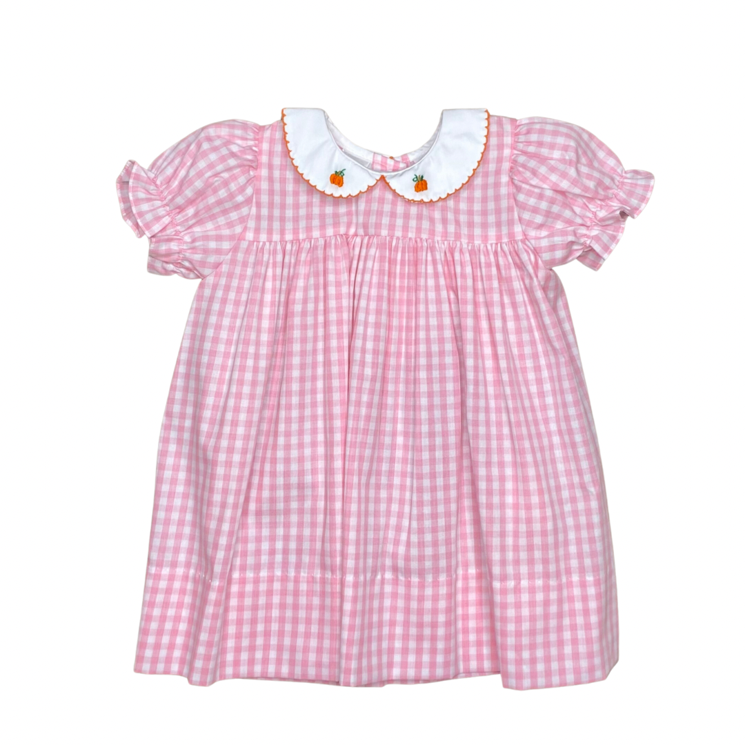 Lulu Bebe Pumpkin Embroidery Dress Pink