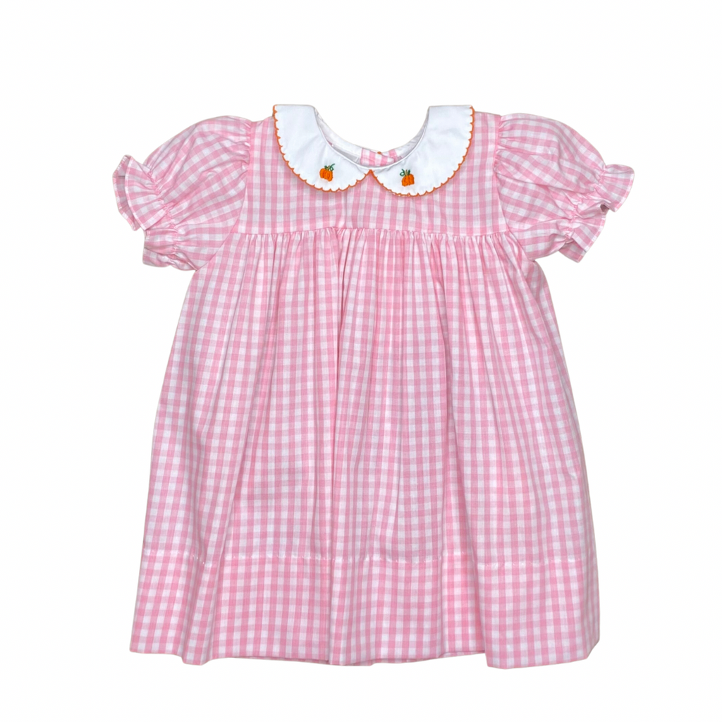 Lulu Bebe Pumpkin Embroidery Dress Pink