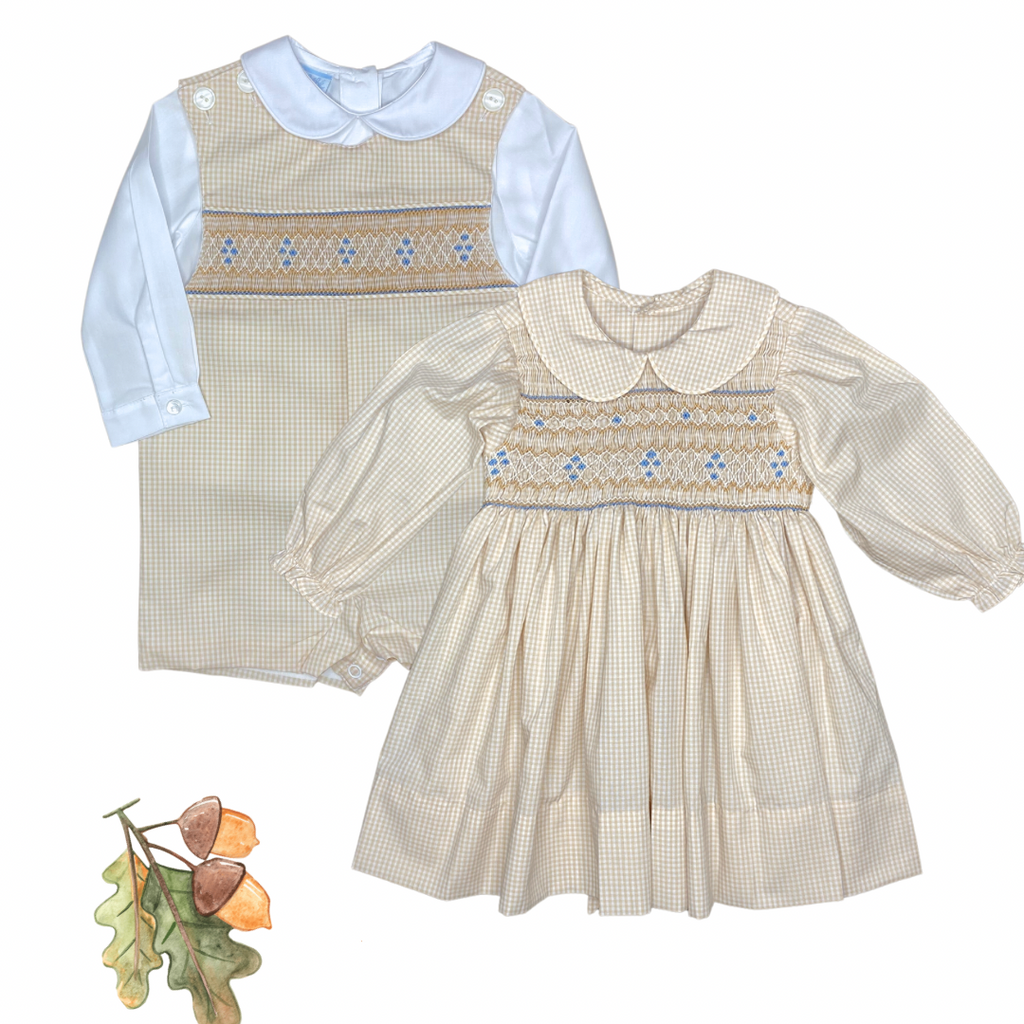 Remember Nguyen Khaki Juliette Smocked Dress