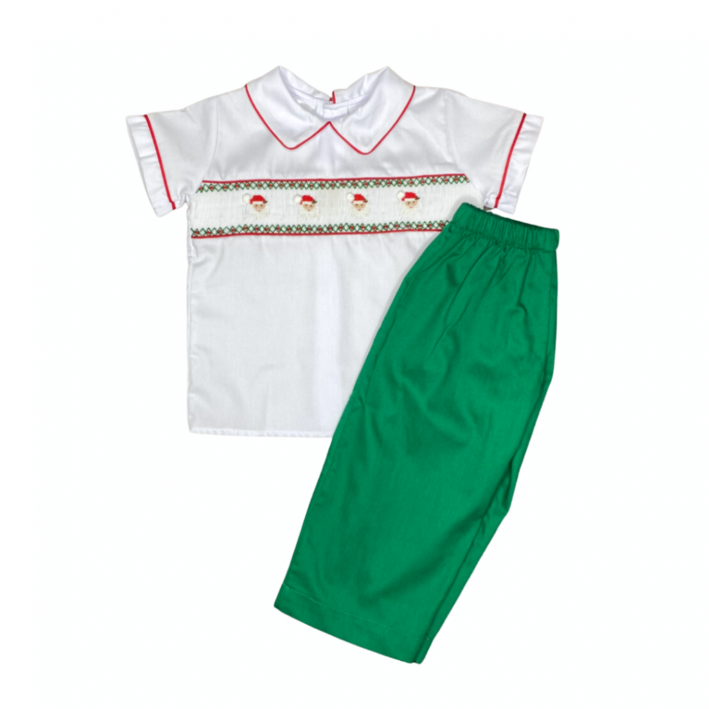 Lulu Bebe Santa Smocked Pant Set