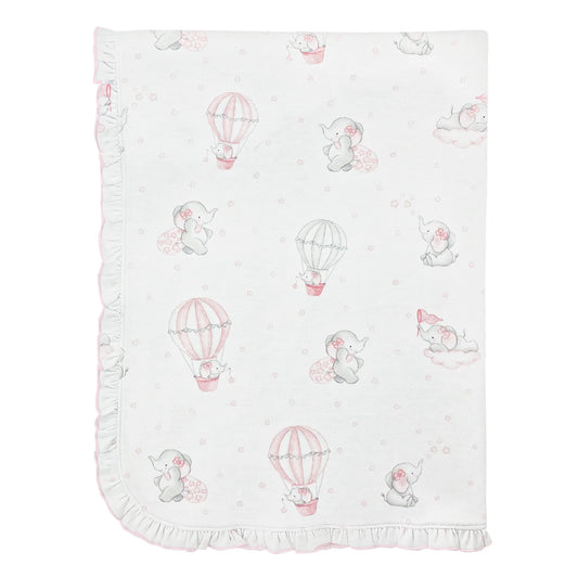 Dreamy Air Balloons Pink Receiving Blanket w/ Ruffles