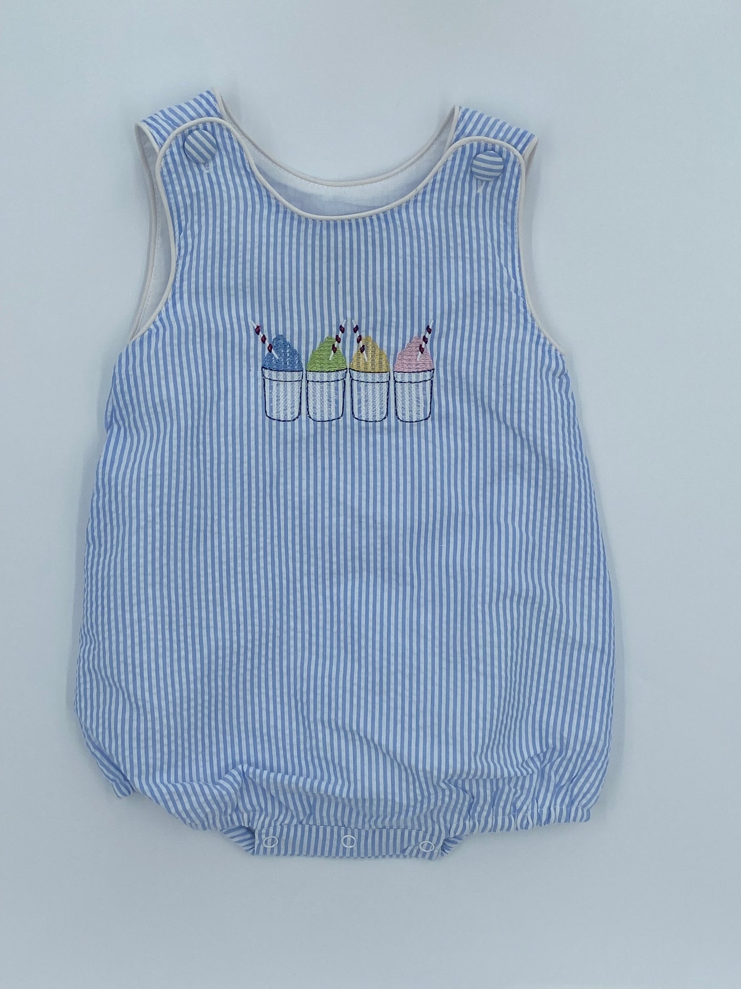 Snowball Classic Seersucker Bubble Romper