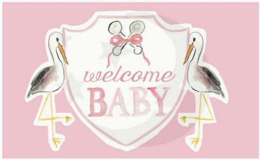 "Welcome Baby" Stork Flag- Pink